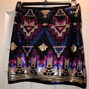 Black rainbow sequined skirt